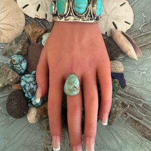 Vintage Sterling Silver Natural AZ Turquoise Ring Luminous  Sz 9